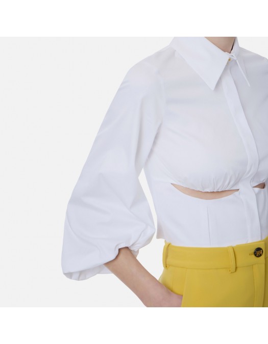 Camasa ELISABETTA FRANCHI, Shirt in stretch cotton, Alb - CA15062E2100