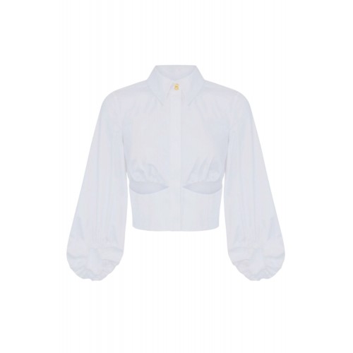 Camasa ELISABETTA FRANCHI, Shirt in stretch cotton, Alb
