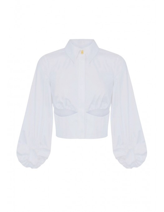 Camasa ELISABETTA FRANCHI, Shirt in stretch cotton, Alb - CA15062E2100