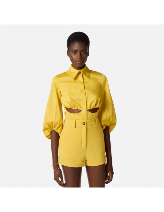 Camasa ELISABETTA FRANCHI, Shirt in stretch cotton, Galben - CA15062E2EV4