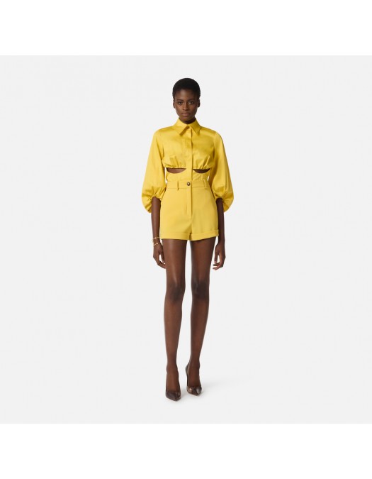 Camasa ELISABETTA FRANCHI, Shirt in stretch cotton, Galben - CA15062E2EV4
