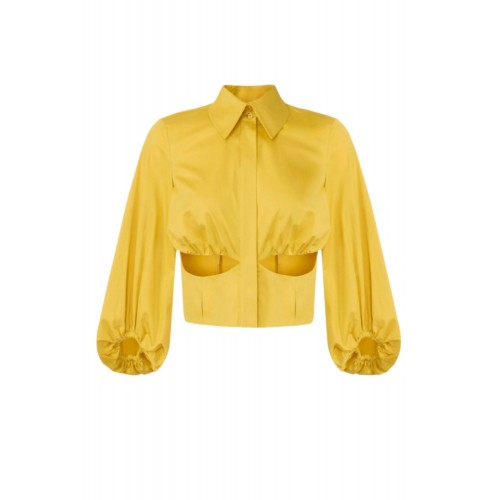 Camasa ELISABETTA FRANCHI, Shirt in stretch cotton, Galben
