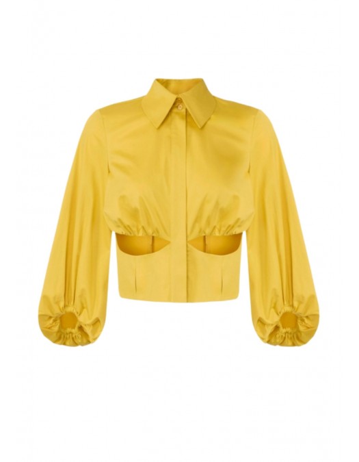 Camasa ELISABETTA FRANCHI, Shirt in stretch cotton, Galben - CA15062E2EV4