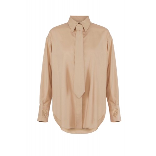 Camasa ELISABETTA FRANCHI, Cotton shirt with tie, Regular fit