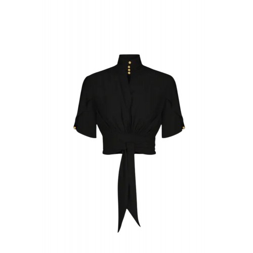 Camasa ELISABETTA FRANCHI, Bowtie blouse, Negru