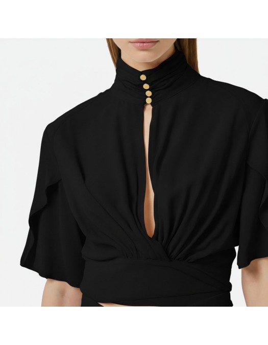 Camasa ELISABETTA FRANCHI, Bowtie blouse, Negru - CA15862E2110