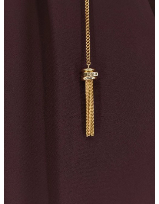 Camasa ELISABETTA FRANCHI, in georgette fabric with jewel details, Brown - CA15962E2644
