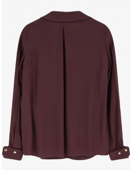 Camasa ELISABETTA FRANCHI, in georgette fabric with jewel details, Brown - CA15962E2644