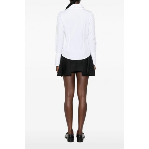 Camasa ELISABETTA FRANCHI, Cotton shirt with bow, Alb