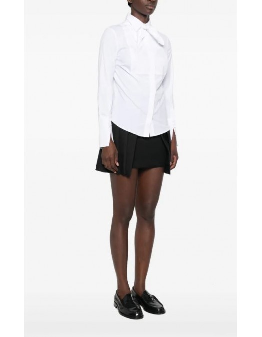 Camasa ELISABETTA FRANCHI, Cotton shirt with bow, Alb - CA16266E2100