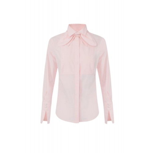 Camasa ELISABETTA FRANCHI, Cotton shirt with bow, Roz