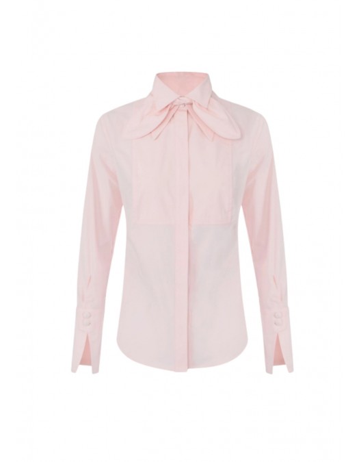 Camasa ELISABETTA FRANCHI, Cotton shirt with bow, Roz - CA16266E2FL2