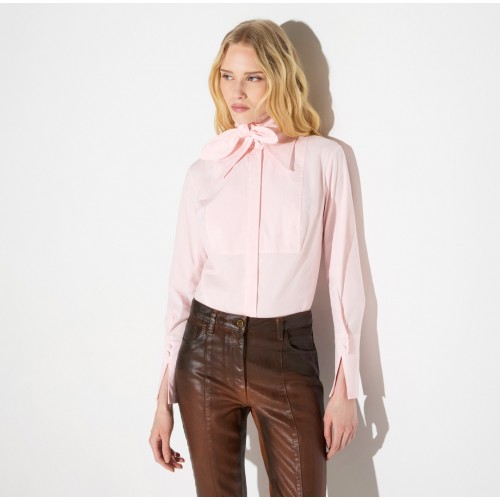 Camasa ELISABETTA FRANCHI, Cotton shirt with bow, Roz