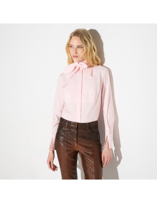 Camasa ELISABETTA FRANCHI, Cotton shirt with bow, Roz - CA16266E2FL2