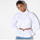 Camasa ELISABETTA FRANCHI, Cotton poplin shirt with flounce, Alb - CA16967E2100