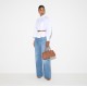 Camasa ELISABETTA FRANCHI, Cotton poplin shirt with flounce, Alb - CA16967E2100
