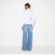 Camasa ELISABETTA FRANCHI, Cotton poplin shirt with flounce, Alb - CA16967E2100