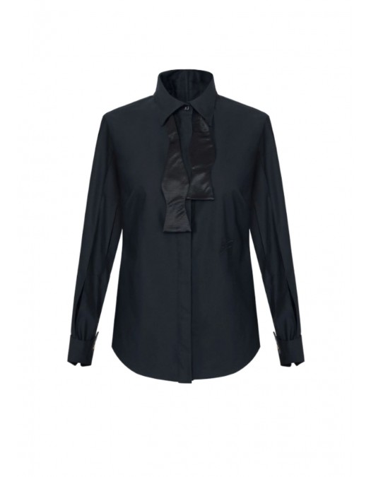 Camasa ELISABETTA FRANCHI, Cotton shirt with bow tie, Negru - CA17367E2110