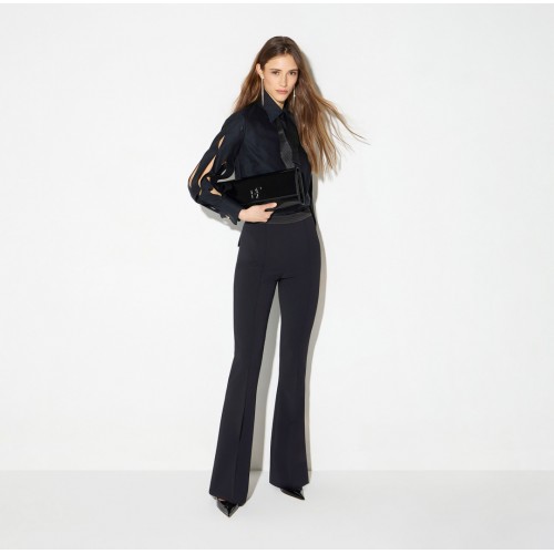 Camasa ELISABETTA FRANCHI, Cotton shirt with bow tie, Negru