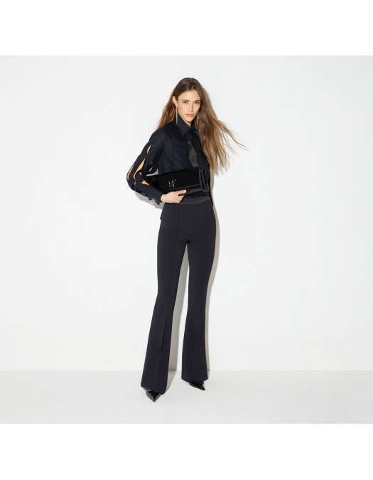 Camasa ELISABETTA FRANCHI, Cotton shirt with bow tie, Negru - CA17367E2110