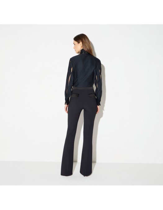 Camasa ELISABETTA FRANCHI, Cotton shirt with bow tie, Negru - CA17367E2110