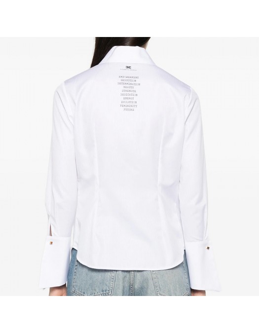 Camasa ELISABETTA FRANCHI, Cotton striped shirt, Alb - CA18866E2100