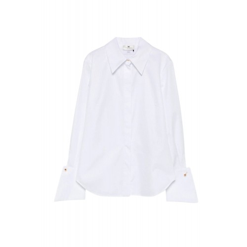 Camasa ELISABETTA FRANCHI, Cotton striped shirt, Alb