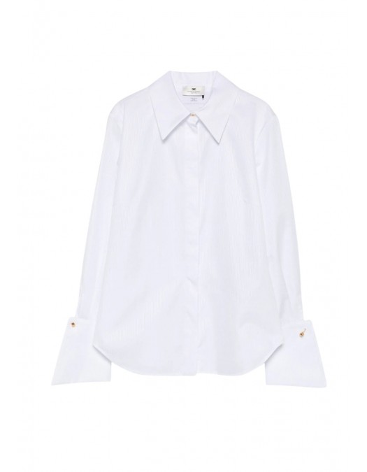 Camasa ELISABETTA FRANCHI, Cotton striped shirt, Alb - CA18866E2100