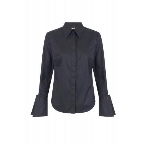 Camasa ELISABETTA FRANCHI, Cotton striped shirt, Negru