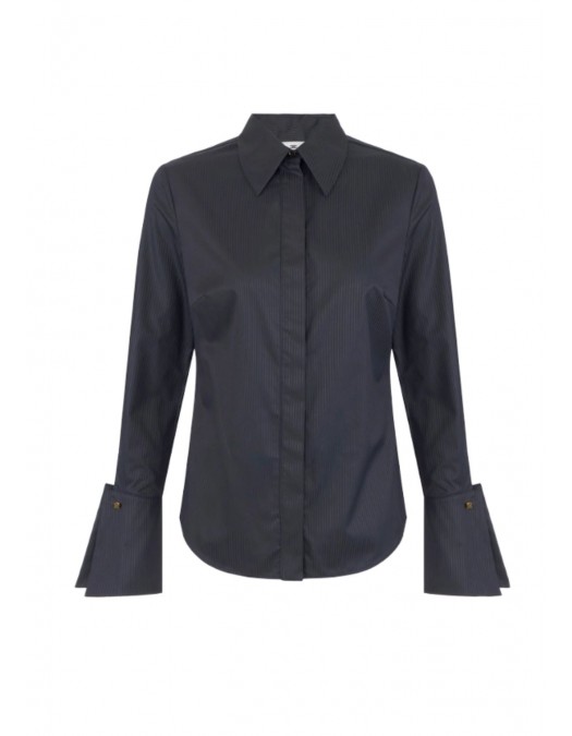 Camasa ELISABETTA FRANCHI, Cotton striped shirt, Negru - CA18866E2110