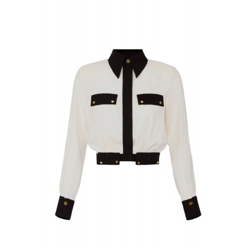 CAMASA ELISABETTA FRANCHI, Logo aurii, Negru/Alb CAMASA ELISABETTA FRANCHI, Logo aurii, Negru/Alb