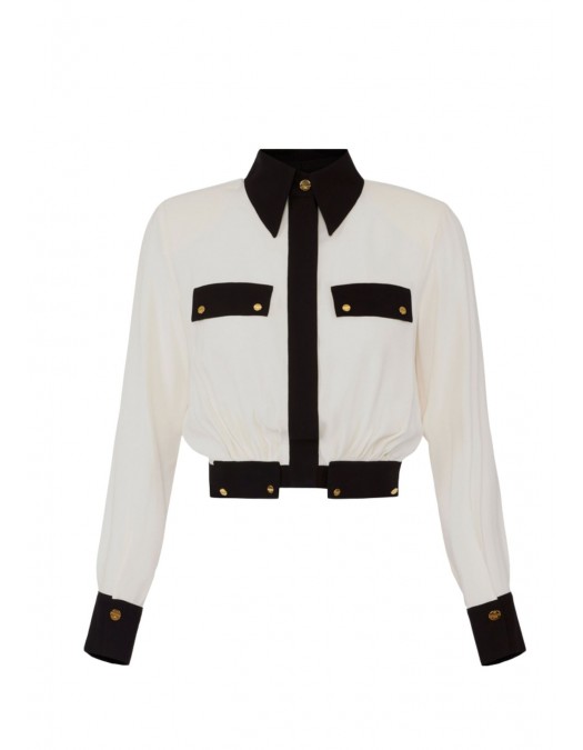 CAMASA ELISABETTA FRANCHI, Logo aurii, Negru/Alb - CAT0156E2EF3 CAMASA ELISABETTA FRANCHI, Logo aurii, Negru/Alb - CAT0156E2EF3