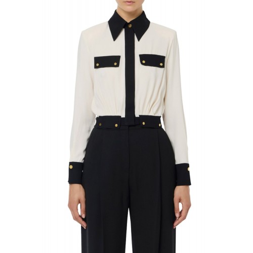 CAMASA ELISABETTA FRANCHI, Logo aurii, Negru/Alb CAMASA ELISABETTA FRANCHI, Logo aurii, Negru/Alb
