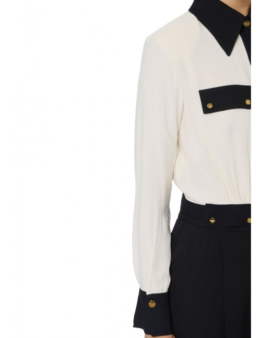 CAMASA ELISABETTA FRANCHI, Logo aurii, Negru/Alb - CAT0156E2EF3 CAMASA ELISABETTA FRANCHI, Logo aurii, Negru/Alb - CAT0156E2EF3