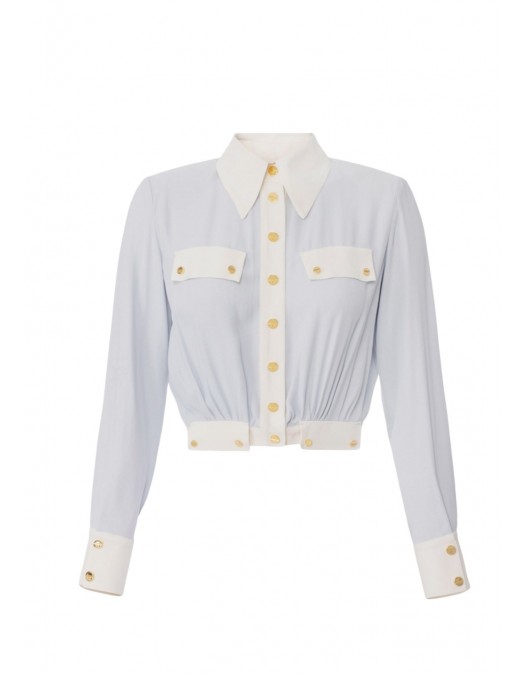 CAMASA ELISABETTA FRANCHI, Logo aurii, Albastru/Alb - CAT0156E2EF5 CAMASA ELISABETTA FRANCHI, Logo aurii, Albastru/Alb - CAT0156E2EF5