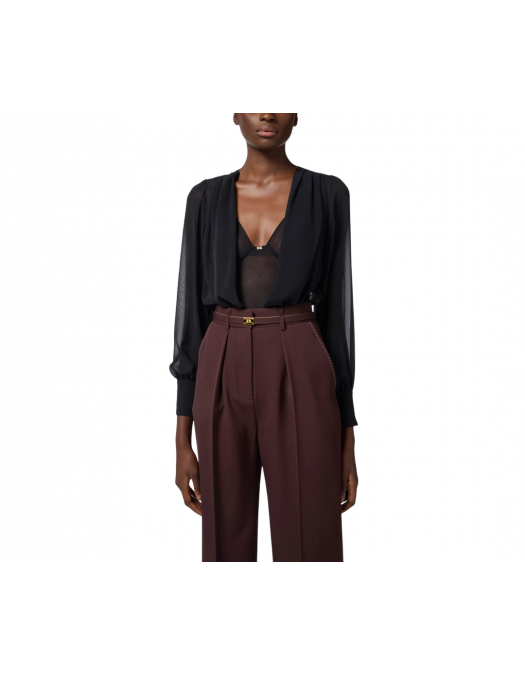 TOP ELISABETTA FRANCHI, Silk Georgette, Body Design, Black - CB00152E2110 TOP ELISABETTA FRANCHI, Silk Georgette, Body Design, Black - CB00152E2110