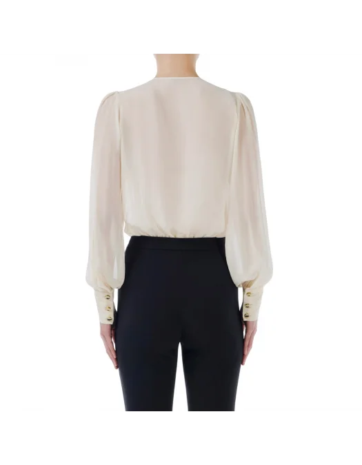 TOP ELISABETTA FRANCHI, Silk Georgette, Body Design, Beige - CB00152E2193 TOP ELISABETTA FRANCHI, Silk Georgette, Body Design, Beige - CB00152E2193
