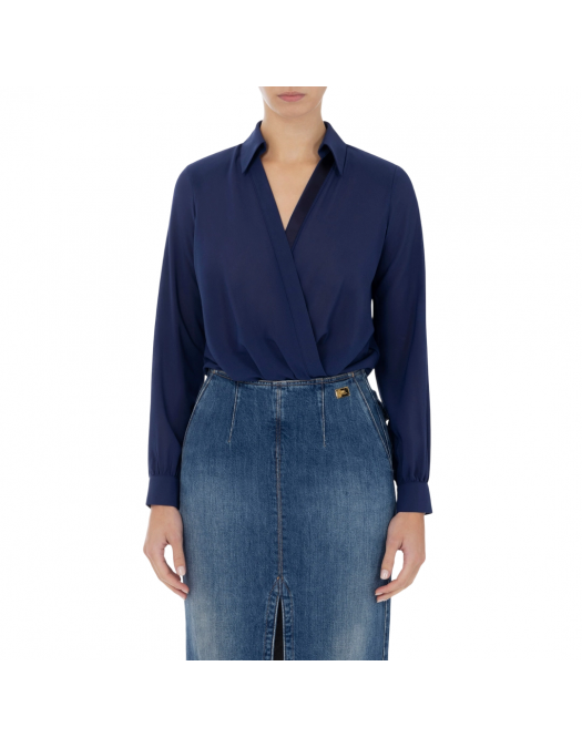 CAMASA ELISABETTA FRANCHI, Bodysuit Style, Navy Blue - CB00751E2DC8 CAMASA ELISABETTA FRANCHI, Bodysuit Style, Navy Blue - CB00751E2DC8
