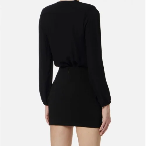 Body ELISABETTA FRANCHI, Bodysuit in viscose georgette fabric with necklace, Black