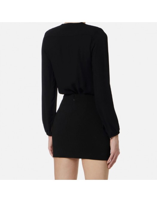 Body ELISABETTA FRANCHI, Bodysuit in viscose georgette fabric with necklace, Black - CB00762E2110