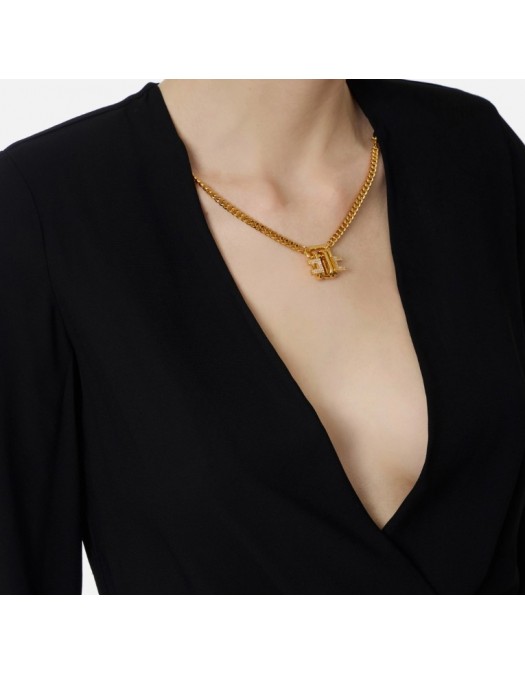 Body ELISABETTA FRANCHI, Bodysuit in viscose georgette fabric with necklace, Black - CB00762E2110