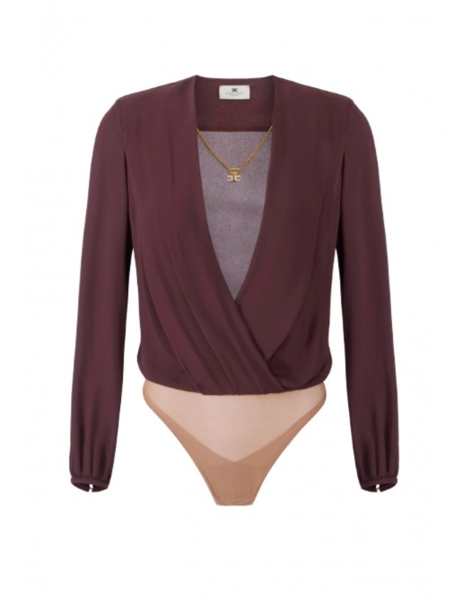 Body ELISABETTA FRANCHI, Bodysuit in viscose georgette fabric with necklace - CB00762E2644