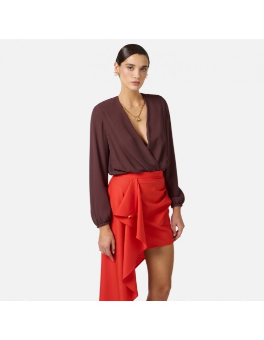 Body ELISABETTA FRANCHI, Bodysuit in viscose georgette fabric with necklace - CB00762E2644