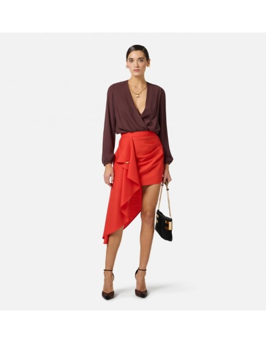 Body ELISABETTA FRANCHI, Bodysuit in viscose georgette fabric with necklace - CB00762E2644