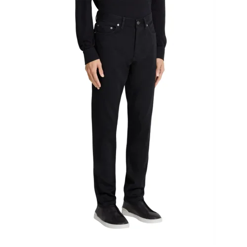 Jeans Zegna, Roccia, Slim Fit, Cotton, Straight Leg, Black