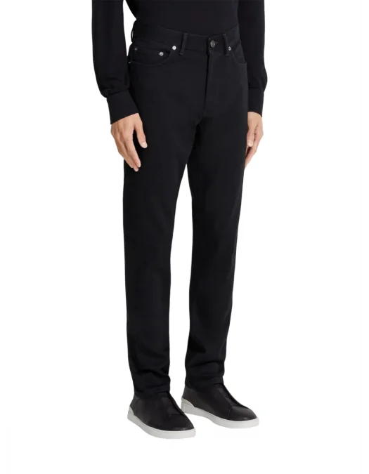Jeans Zegna, Roccia, Slim Fit, Cotton, Straight Leg, Black - CITYEUEL36A8001 Jeans Zegna, Roccia, Slim Fit, Cotton, Straight Leg, Black - CITYEUEL36A8001