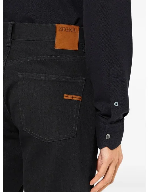 Jeans Zegna, Roccia, Slim Fit, Cotton, Straight Leg, Black - CITYEUEL36A8001 Jeans Zegna, Roccia, Slim Fit, Cotton, Straight Leg, Black - CITYEUEL36A8001