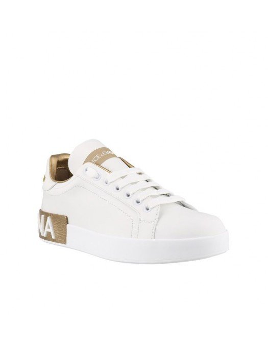 Sneakers Dolce & Gabbana, Piele, Portofino Alb/Auriu - CK1544AX6158L315