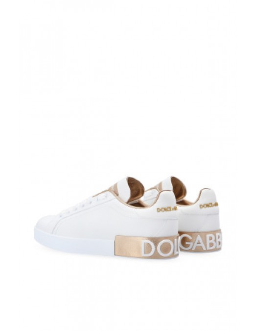 SNEAKERS DOLCE&GABBANA, Portofino Design, Bronze Details, White - CK1544AX6158L315