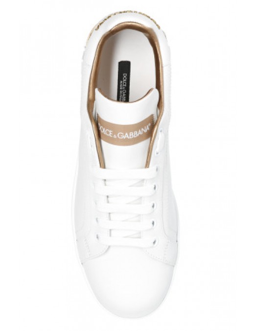 SNEAKERS DOLCE&GABBANA, Portofino Design, Bronze Details, White - CK1544AX6158L315